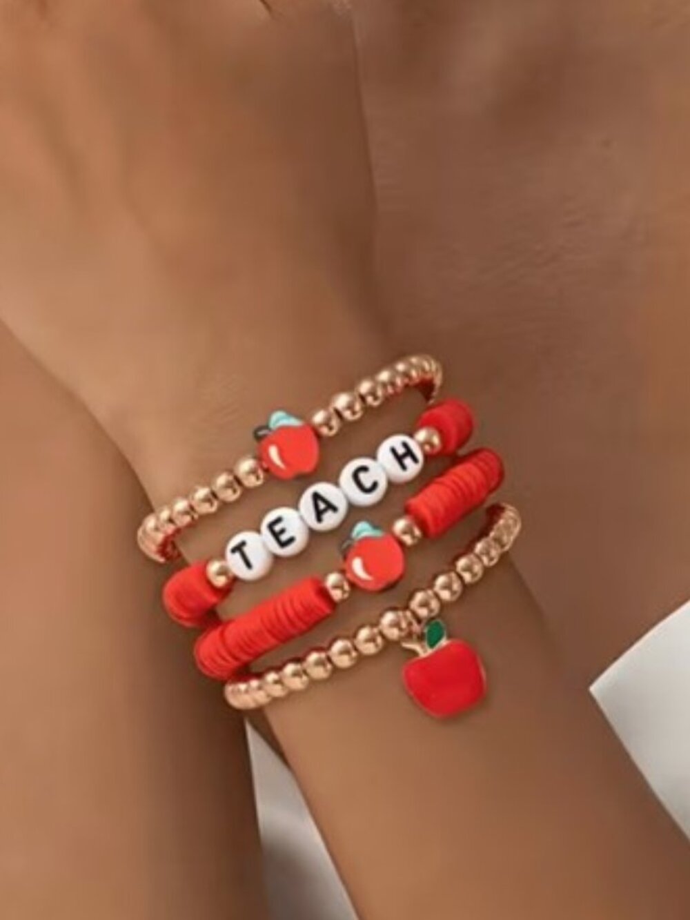 “TEACH” School Teacher 4-Pc Stretch Bracelet Set (NEW & SO CUTE!)